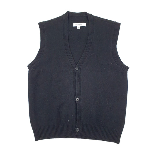 Mens Black Calvin Klein Sweater Vest Waist Coat Jumper