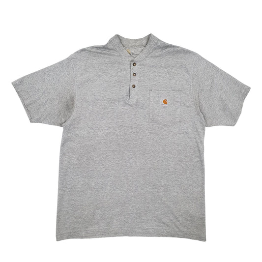Mens Grey Carhartt Henley Short Sleeve T Shirt