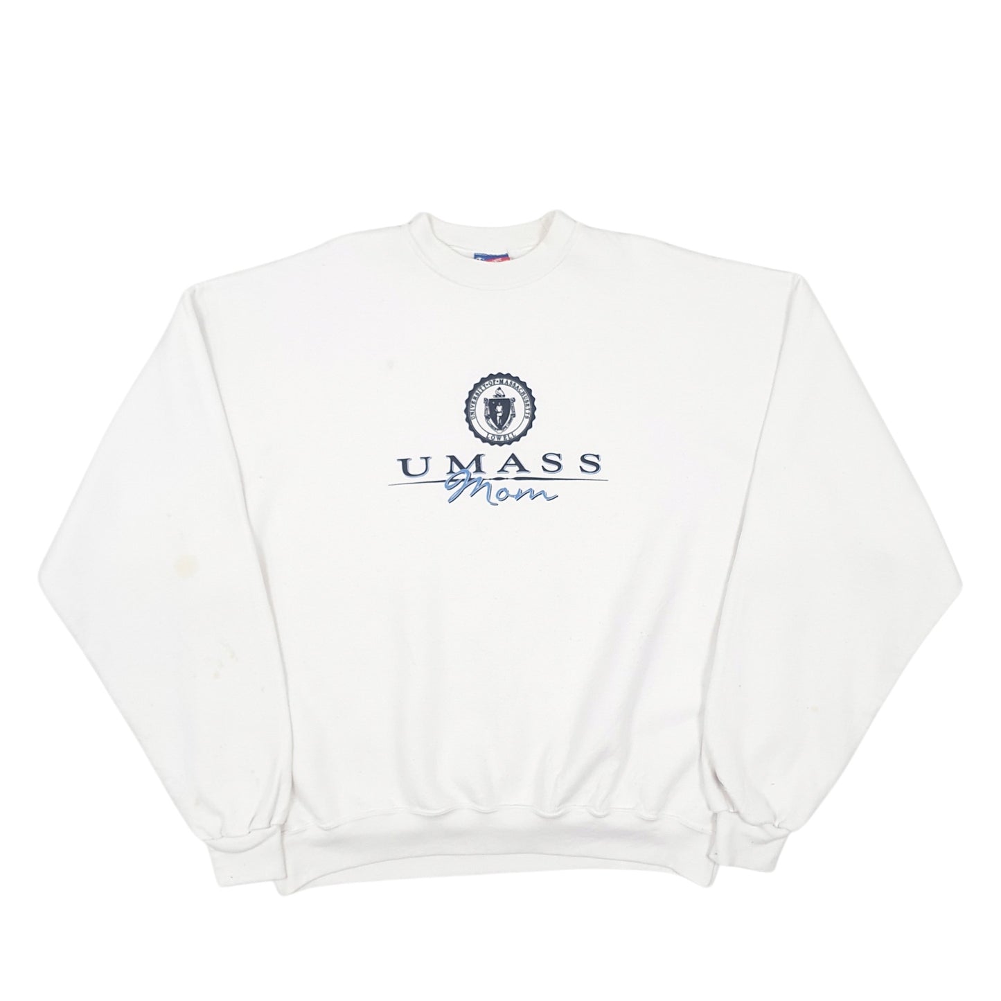 Mens White Champion University of Massachusetts Crewneck Jumper