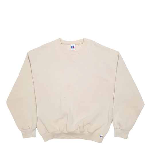 Mens Cream Russell Athletic  Crewneck Jumper
