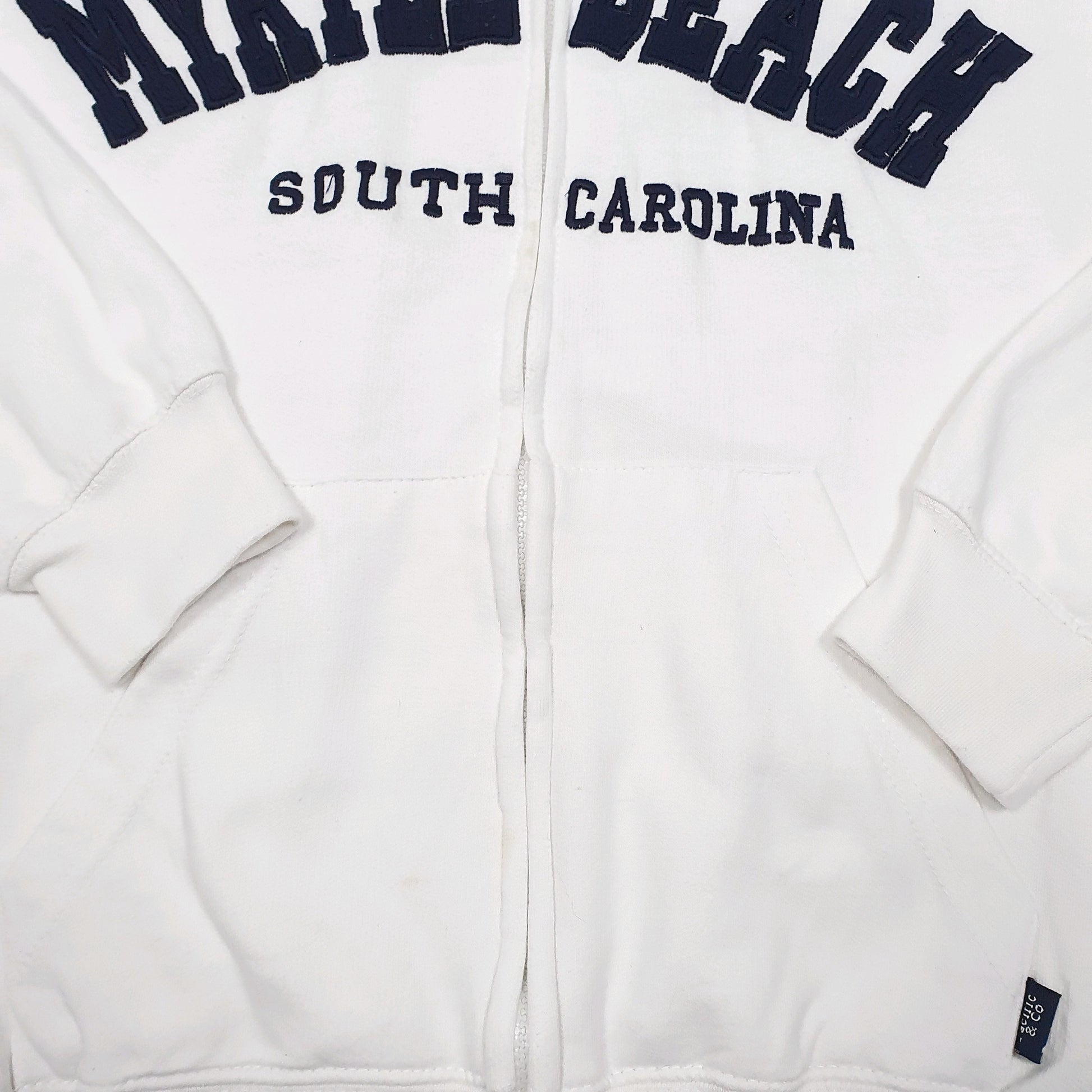 Mens White Pacific & Company Hoodie Myrtle Beach South Carolina USA Spellout Full Zip Jumper