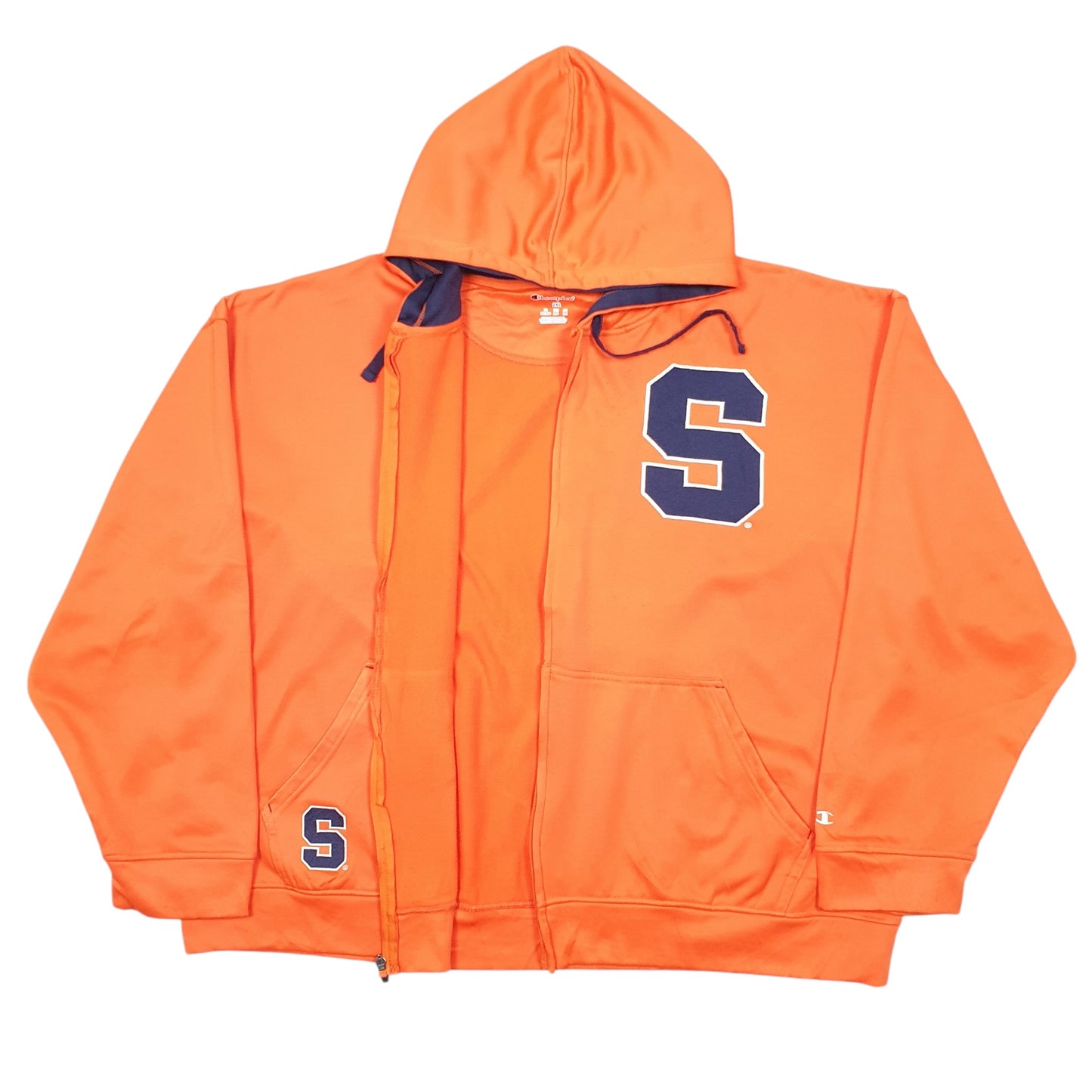 Mens Orange Champion Hoodie S Letterman Active Full Zip Jumper