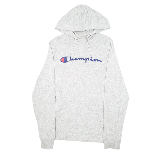 Womens Grey Champion Script Spellout Hoodie Jumper