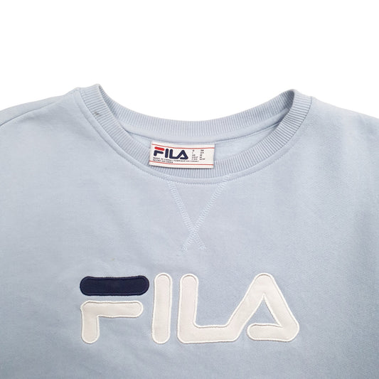 Womens Blue Fila Spellout Crewneck Jumper