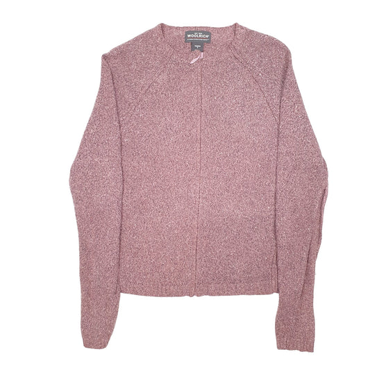 Womens Pink Woolrich Knit Cardigan Sweater Raglan Full Zip Jumper