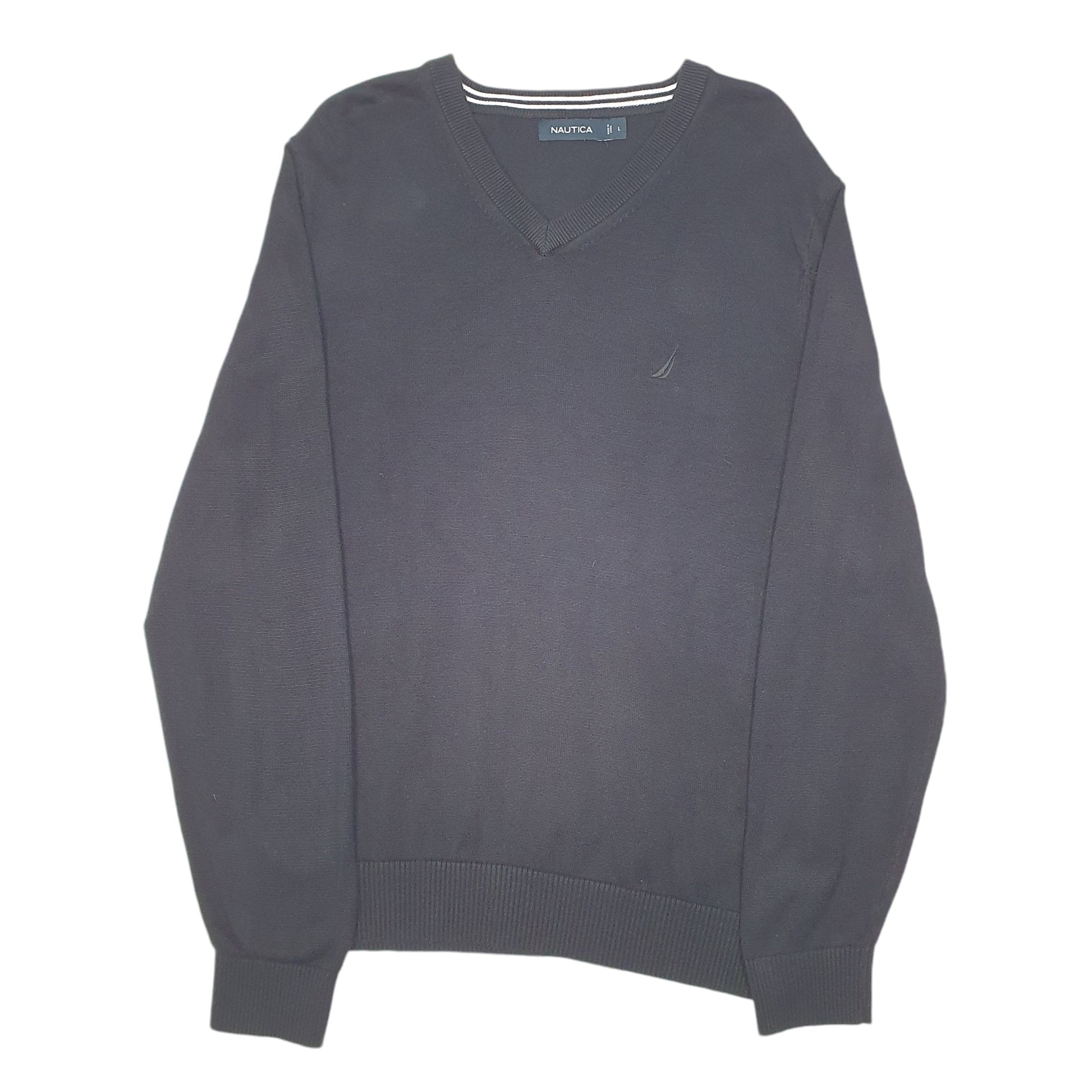 Mens Black Nautica Knit V Neck Jumper