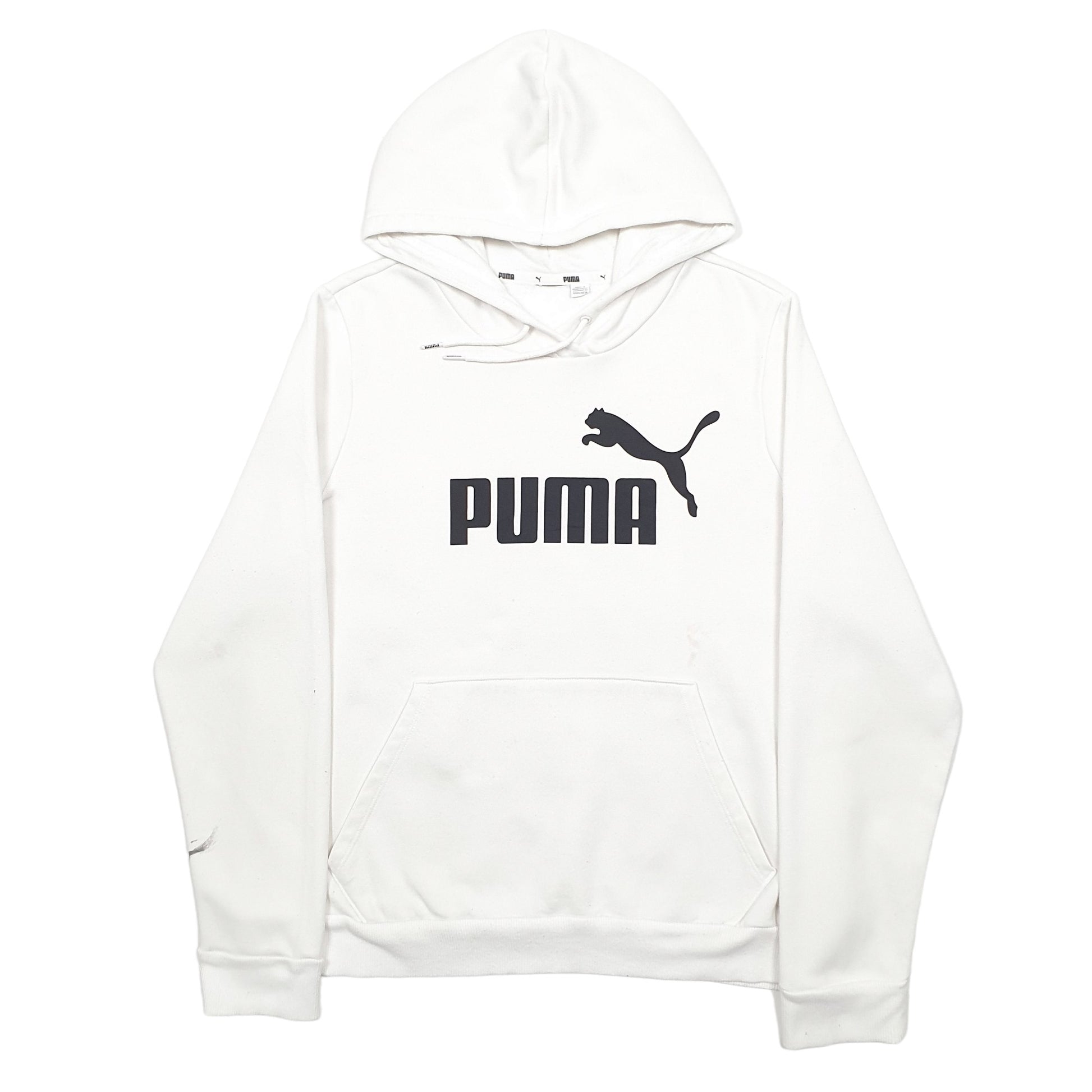 Womens White Puma Spellout Hoodie Jumper