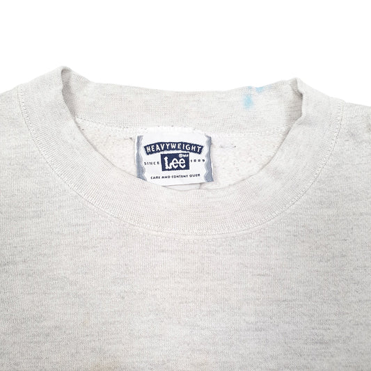 Mens Grey Lee Vintage Heavyweight USA Flag 90s Crewneck Jumper