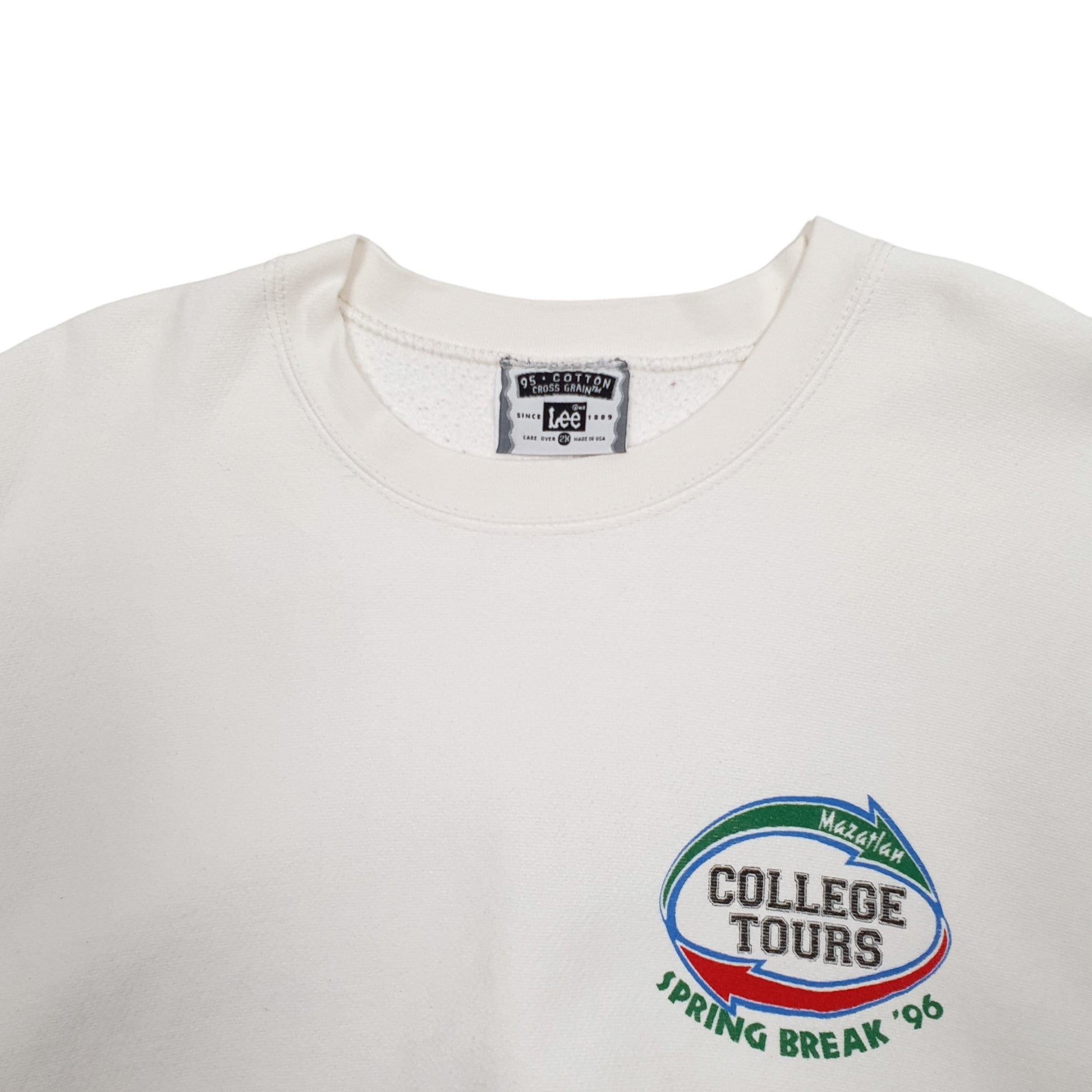 Mens White Lee Vintage 90's Crewneck Jumper