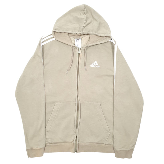 Mens Khaki Adidas Hoodie Full Zip Jumper