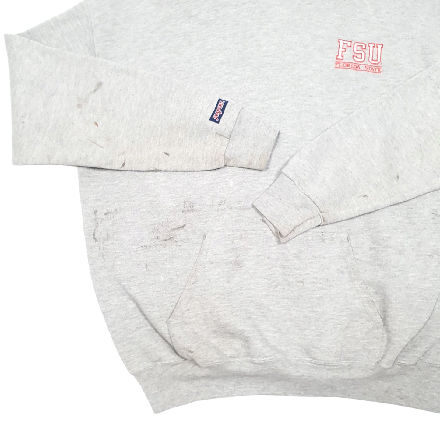 Mens Grey Jansport Vintage Florida State University FSU Made In USA Hoodie Jumper