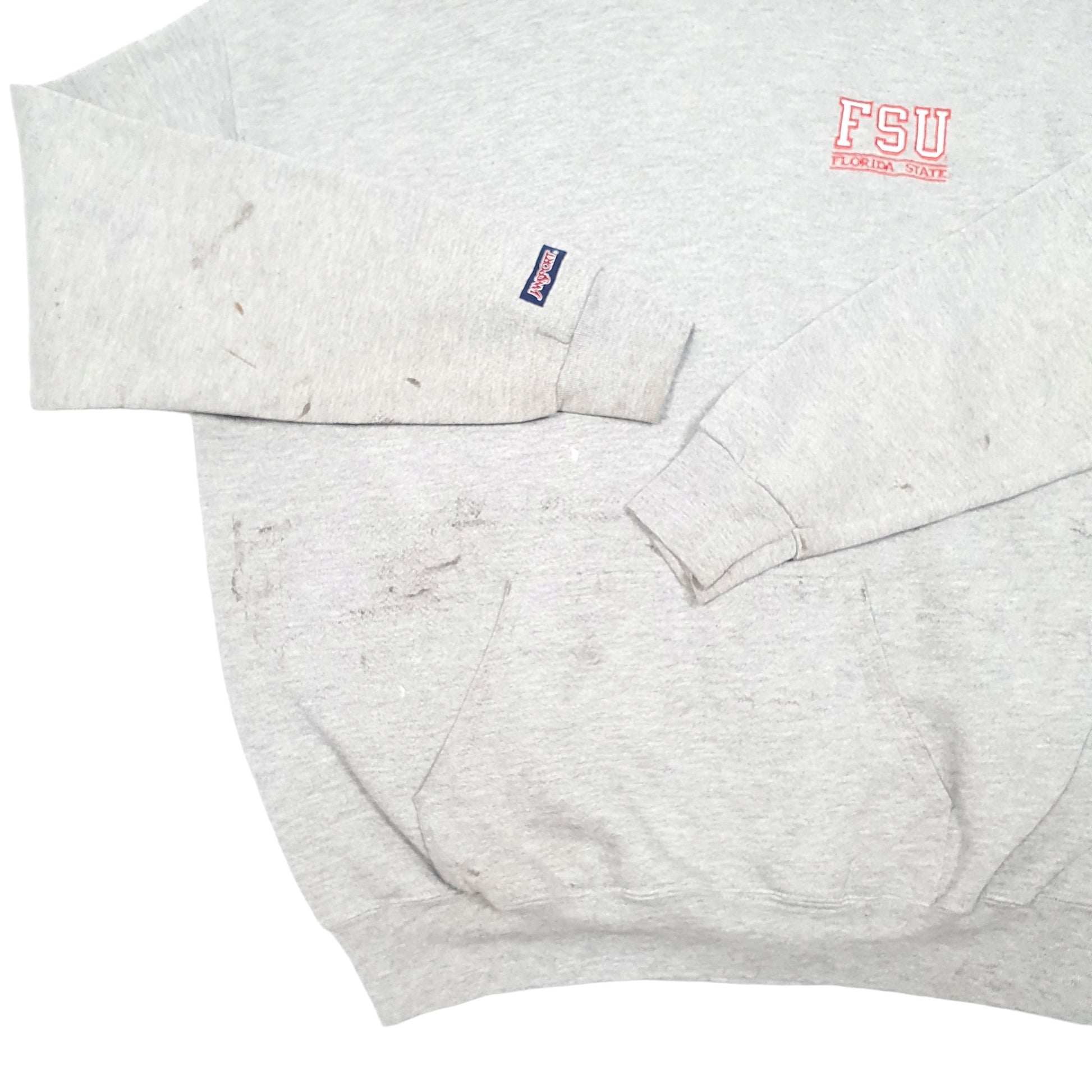 Mens Grey Jansport Vintage Florida State University FSU Made In USA Hoodie Jumper