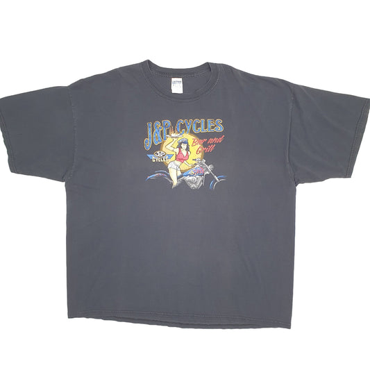 Mens Black Gildan Vintage Graphic J&P Bar and Grill Short Sleeve T Shirt