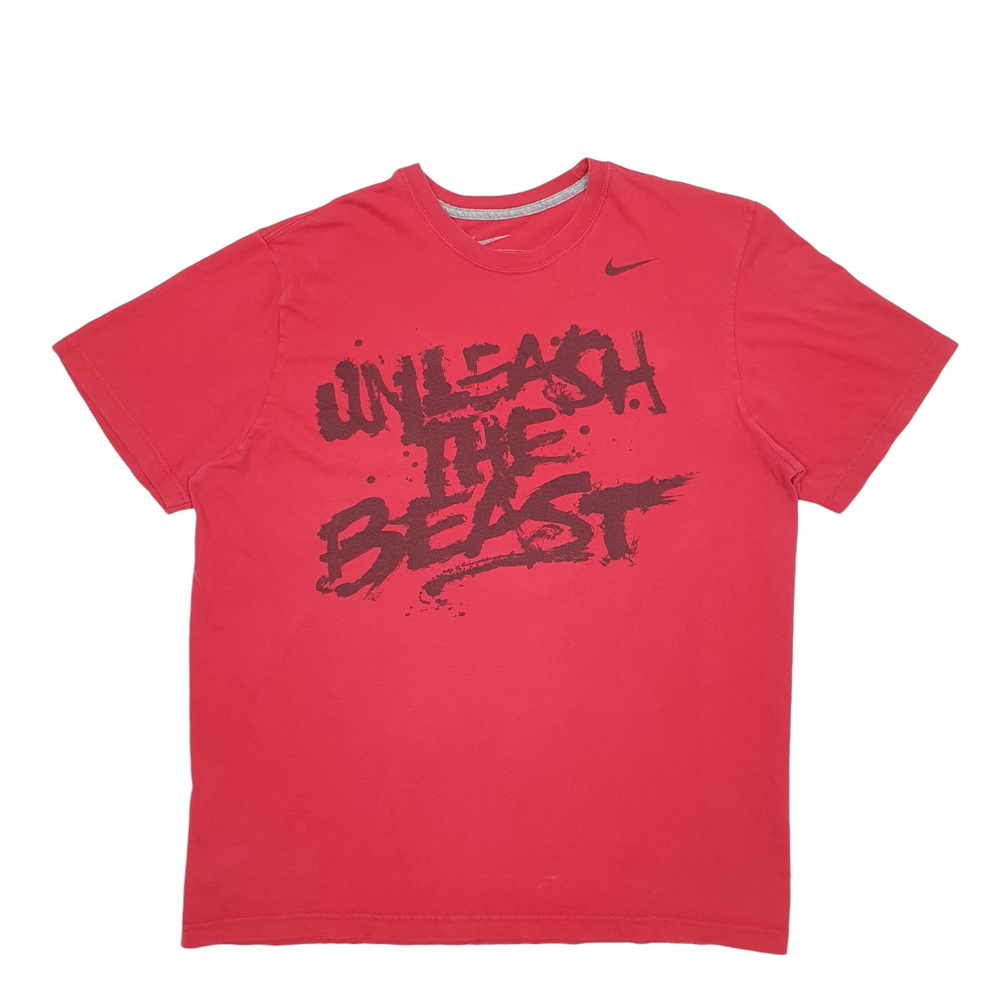 Mens Red Nike Spellout Short Sleeve T Shirt