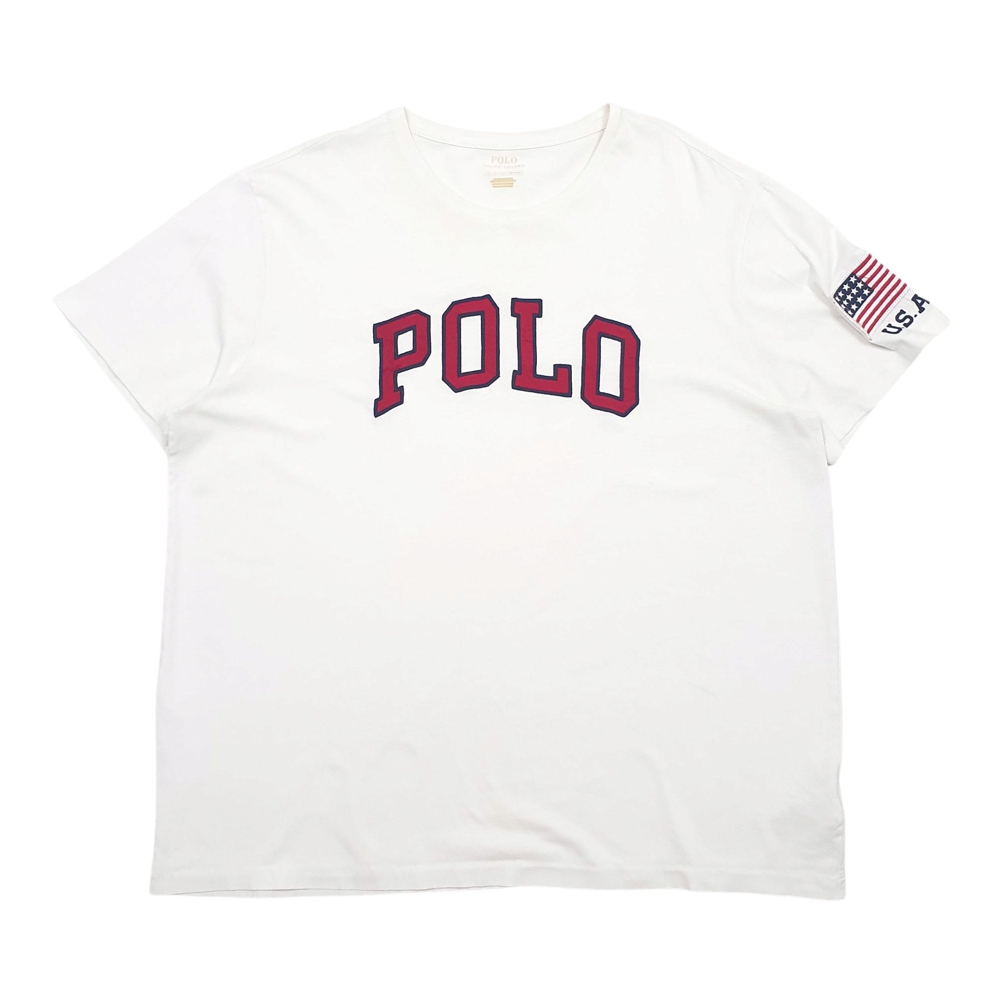 Mens White Polo Ralph Lauren Spellout Short Sleeve T Shirt