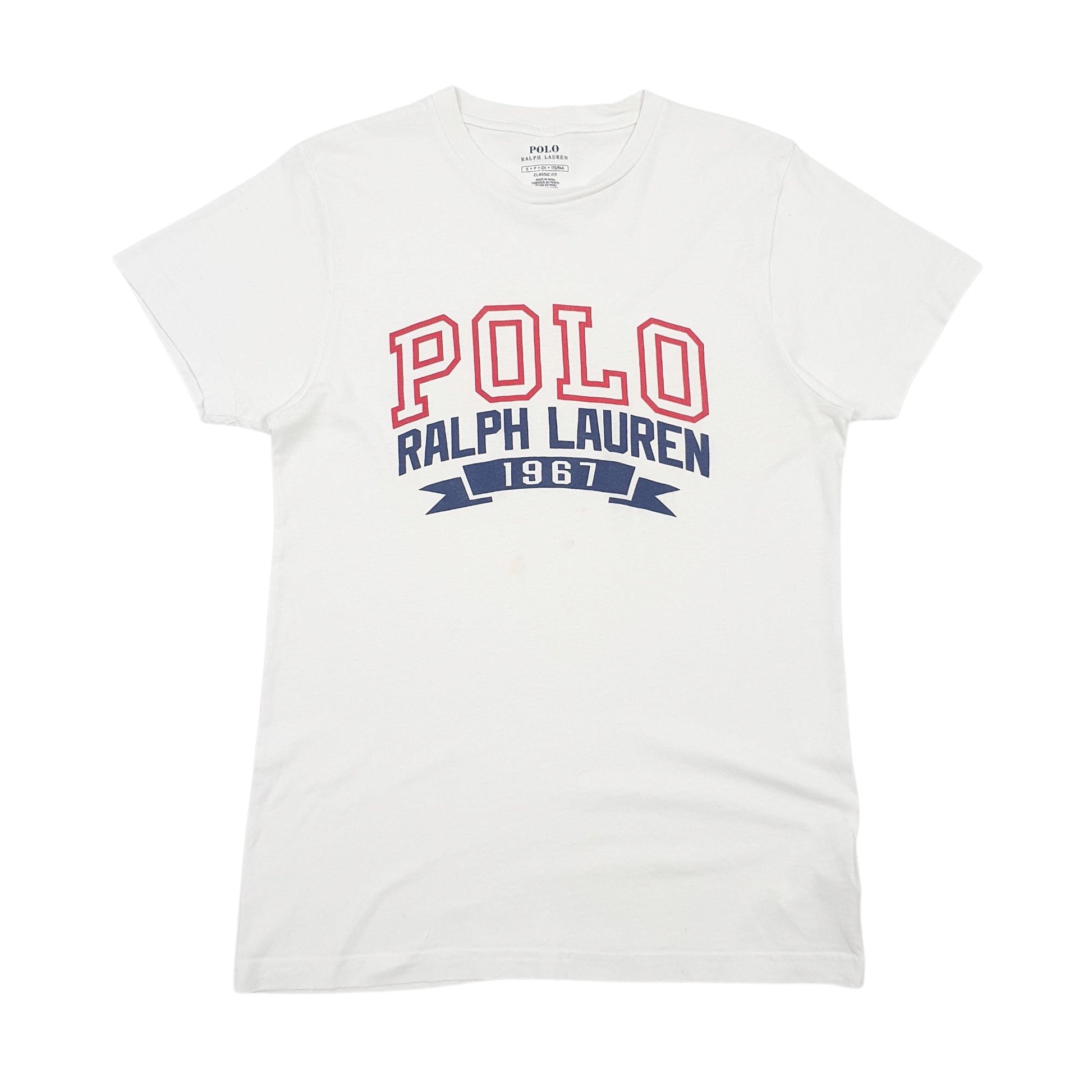 Mens White Polo Ralph Lauren Spellout Short Sleeve T Shirt