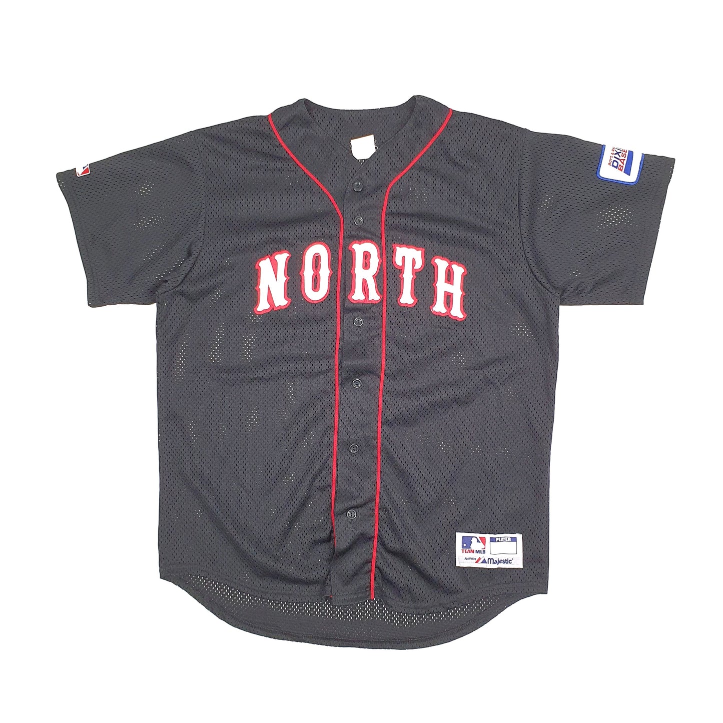 Mens Black Majestic MLB Baseball Jersey Dixie League North Short Sleeve T Shirt