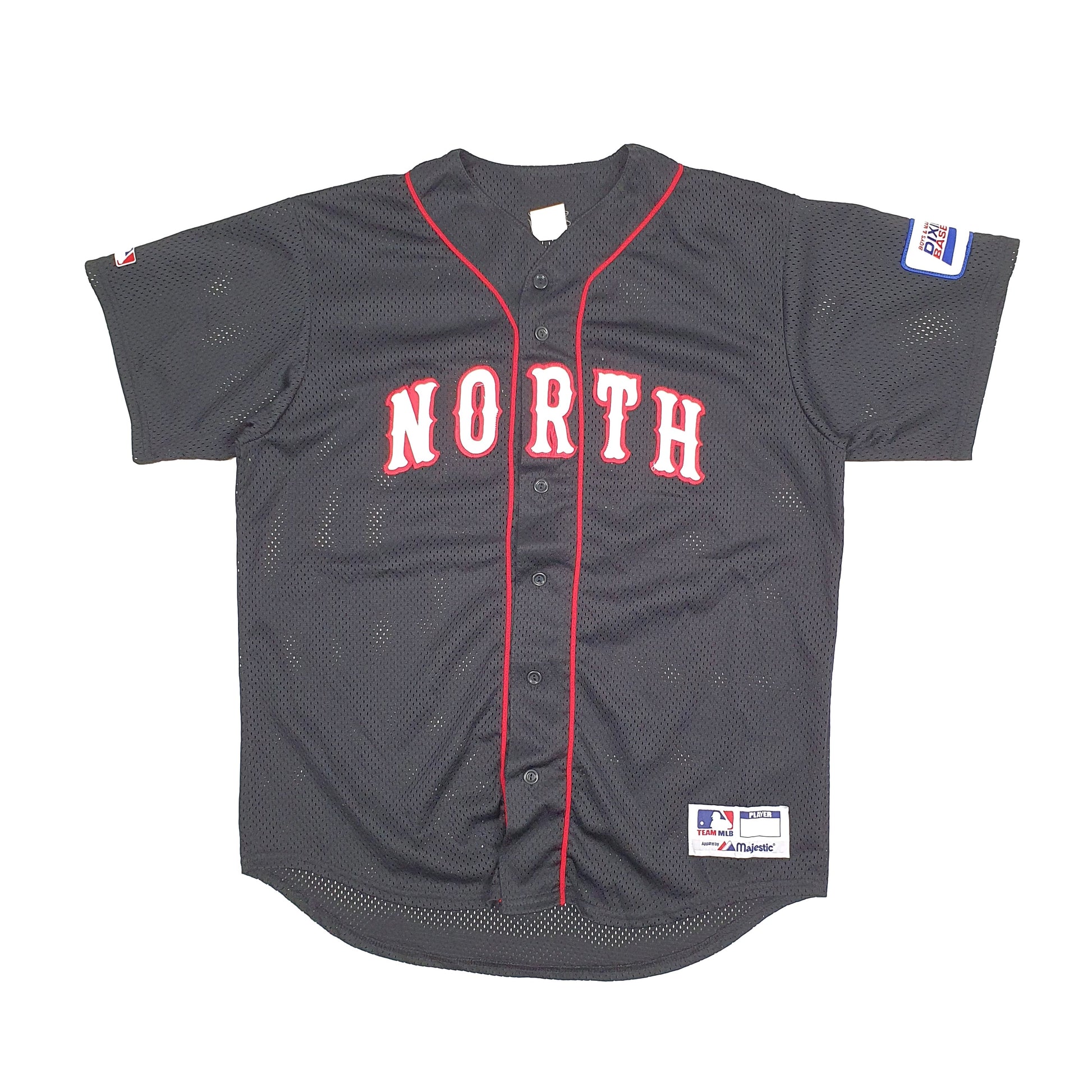 Mens Black Majestic MLB Baseball Jersey Dixie League North Short Sleeve T Shirt