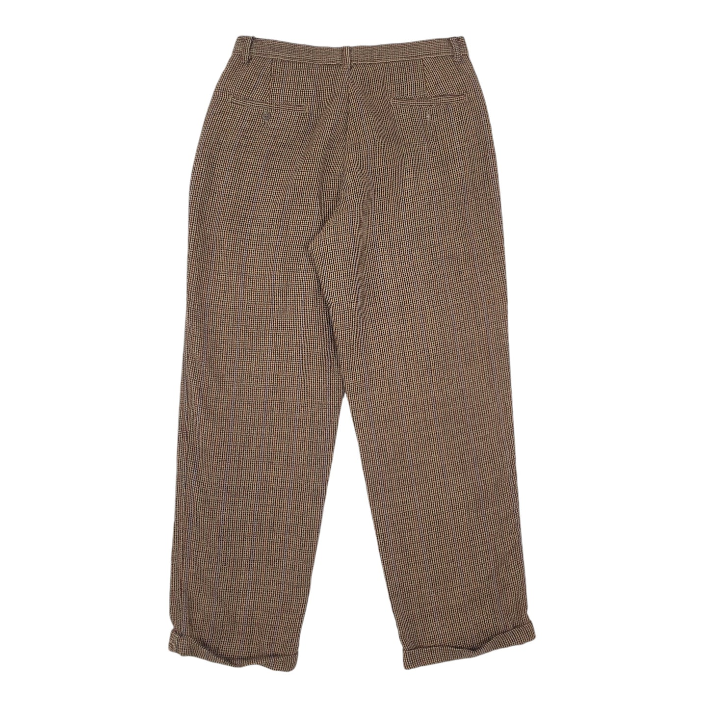 Mens Brown Polo Ralph Lauren Made In USA Vintage 80s Houndstooth Chino Trousers