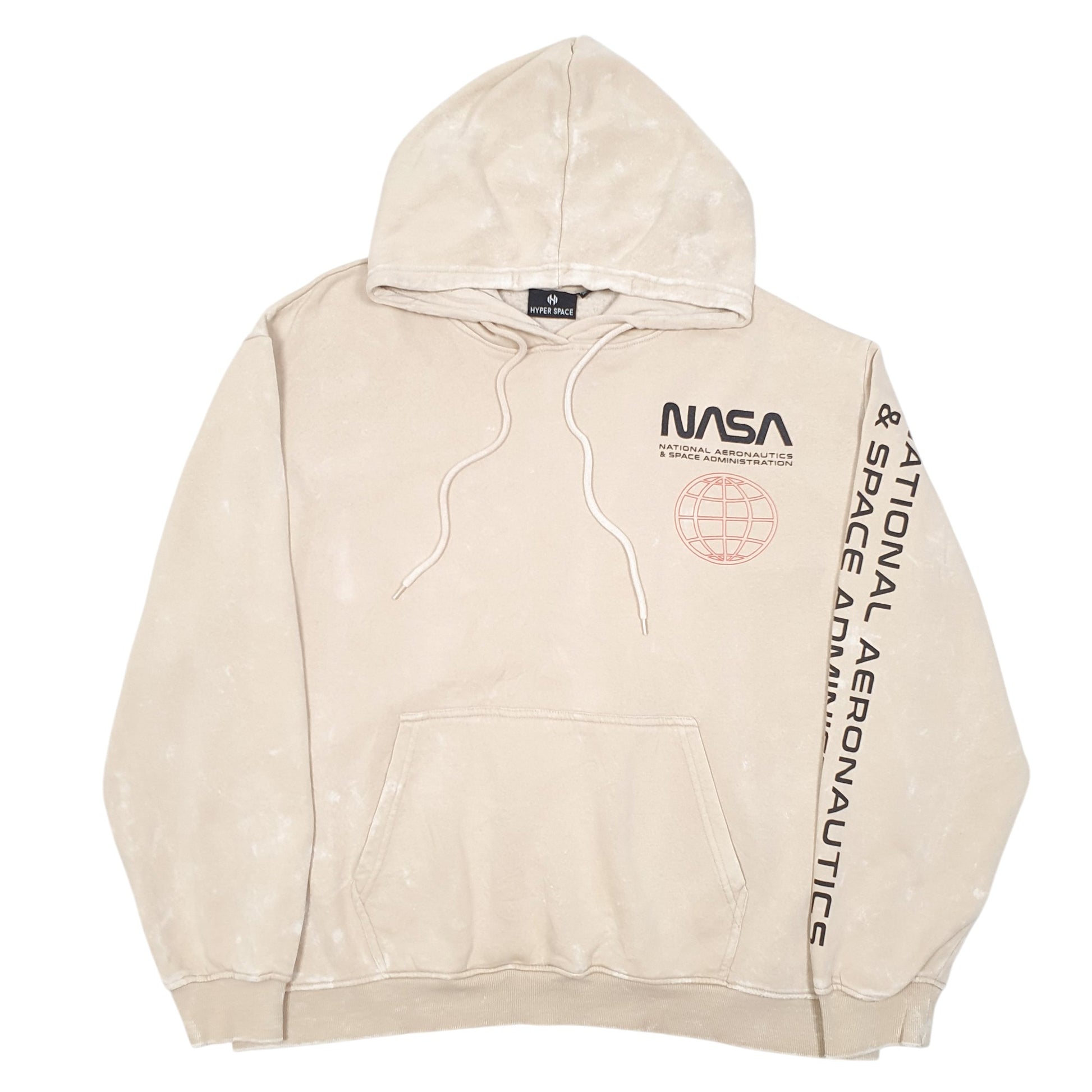 Mens Beige Hyper Space Nasa Space Spellout Hoodie Jumper