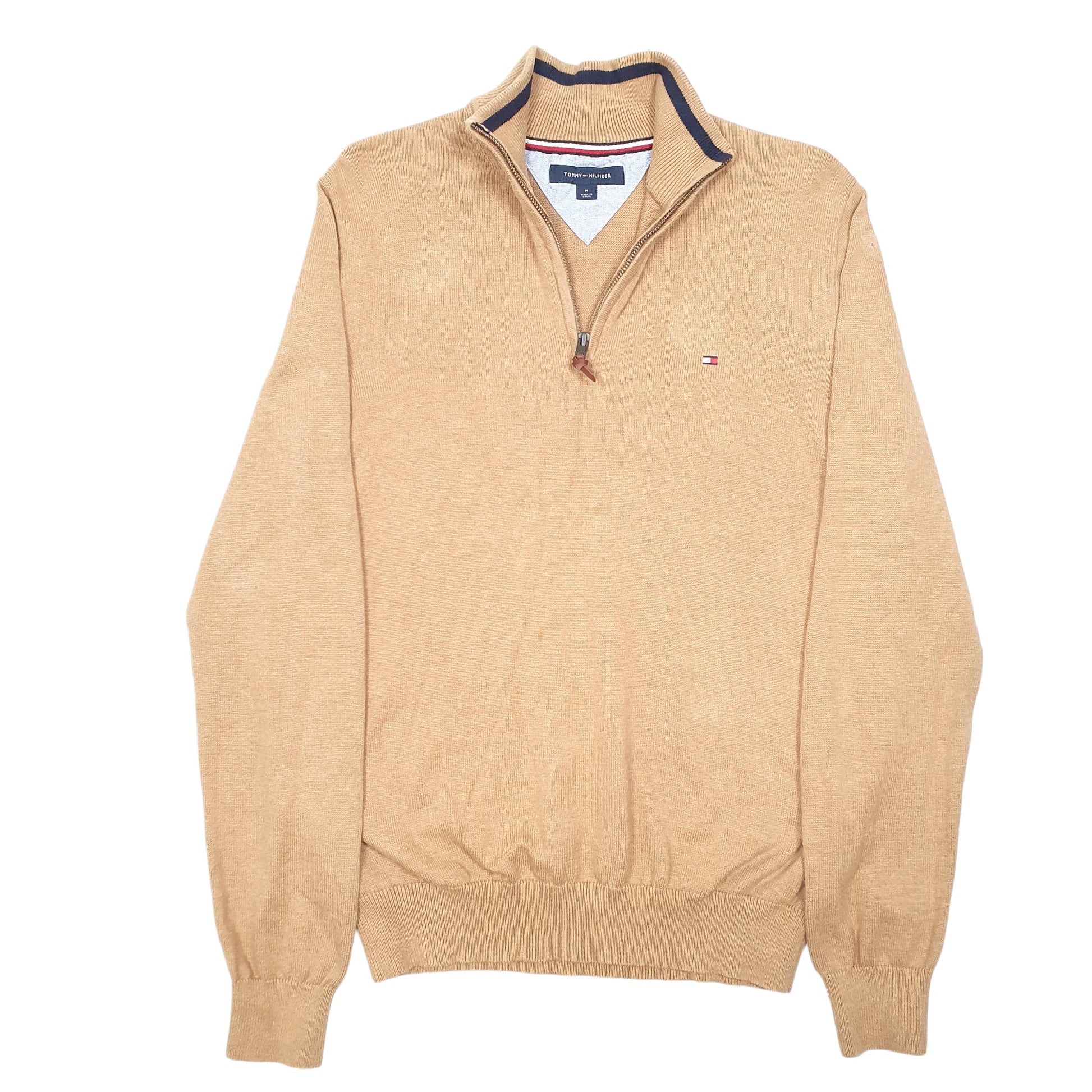 Mens Tan Tommy Hilfiger  Quarter Zip Jumper