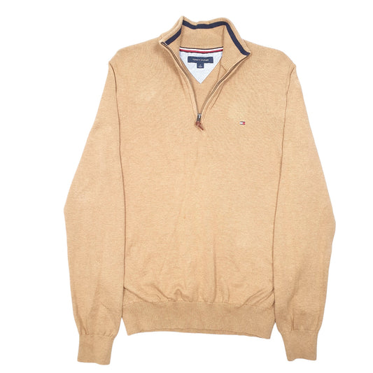 Mens Tan Tommy Hilfiger  Quarter Zip Jumper