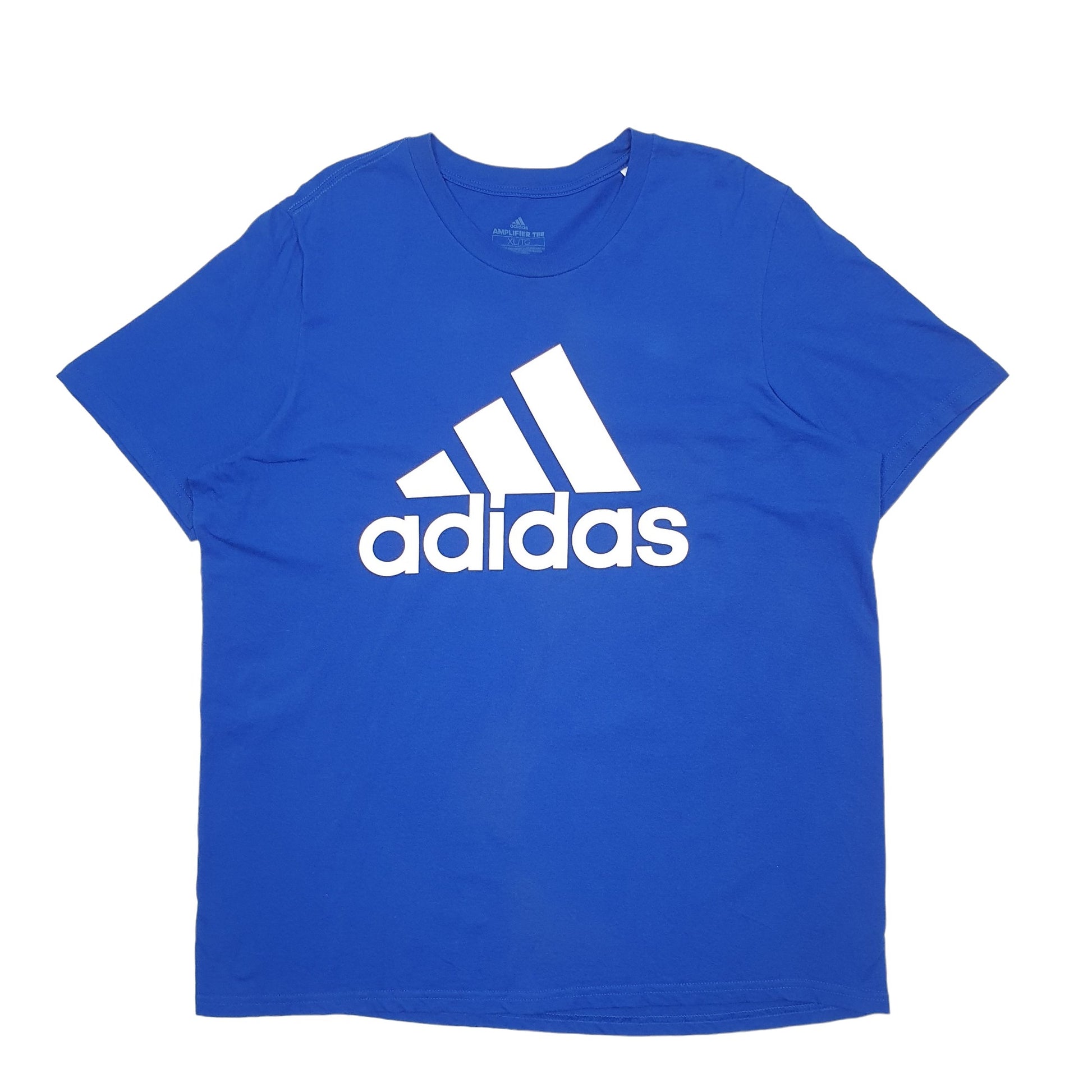 Mens Blue Adidas Spellout Short Sleeve T Shirt