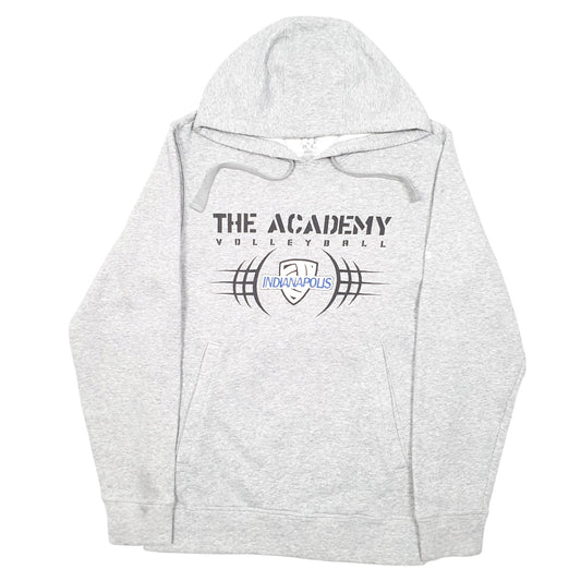 Mens Grey Adidas Volleyball Academy Indianapolis USA Spellout Hoodie Jumper