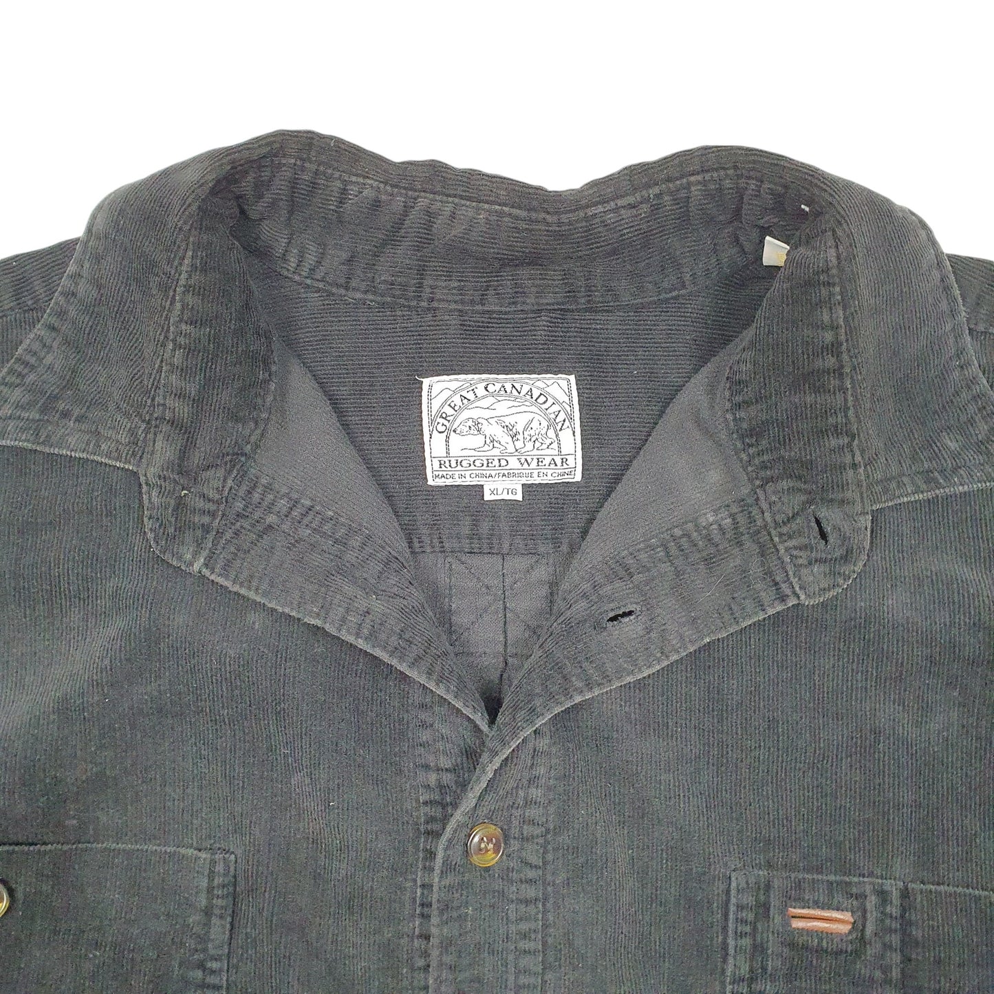 Mens Black Canadian Rugged Wear Corduroy Overshirt Shacket Long Sleeve Shirt