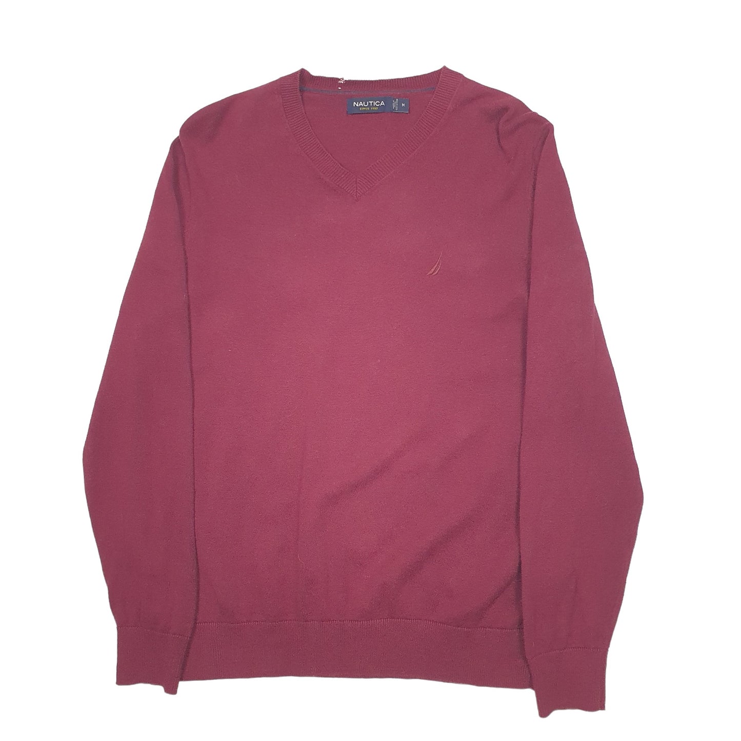 Mens Burgundy Nautica Knit Crewneck Jumper