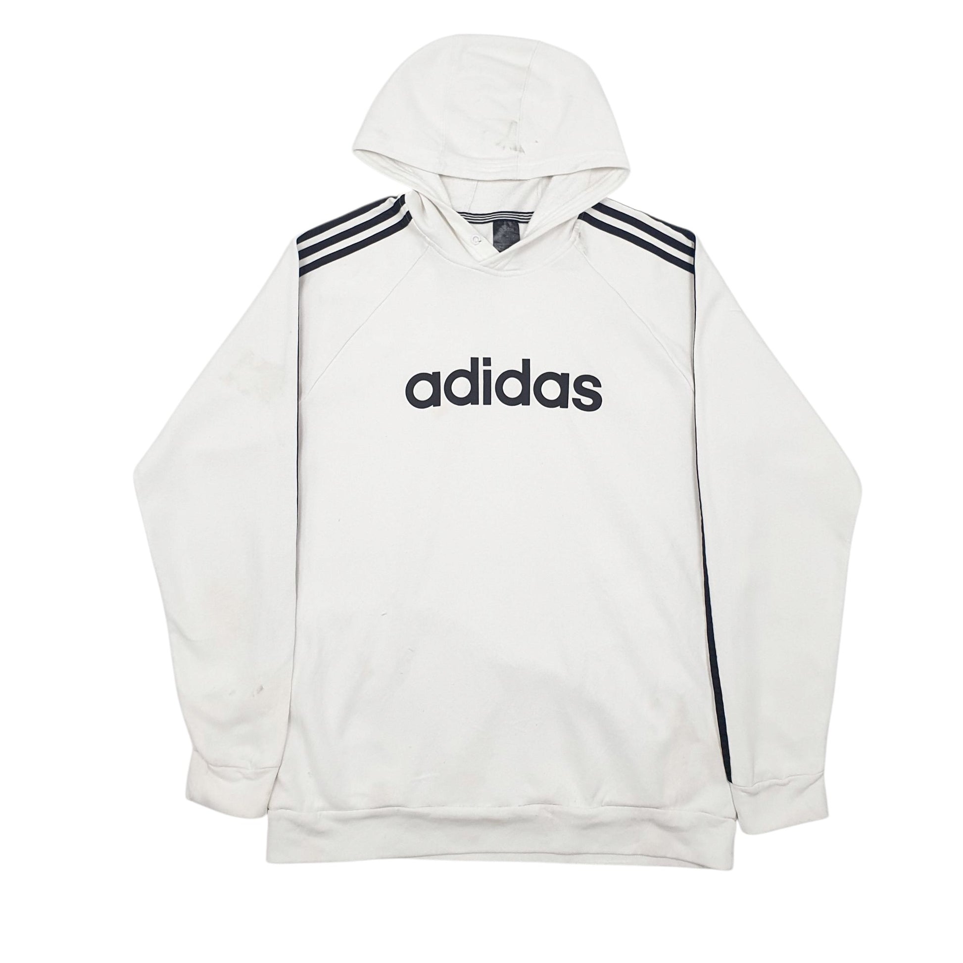 Mens White Adidas Spellout Hoodie Jumper