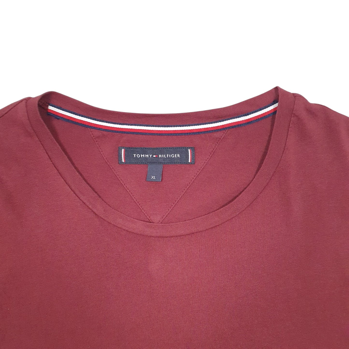 Mens Burgundy Tommy Hilfiger Spellout Short Sleeve T Shirt
