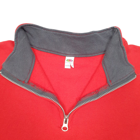 Mens Red Fruit Of The Loom Soft Spun Quarter Zip Jumper
