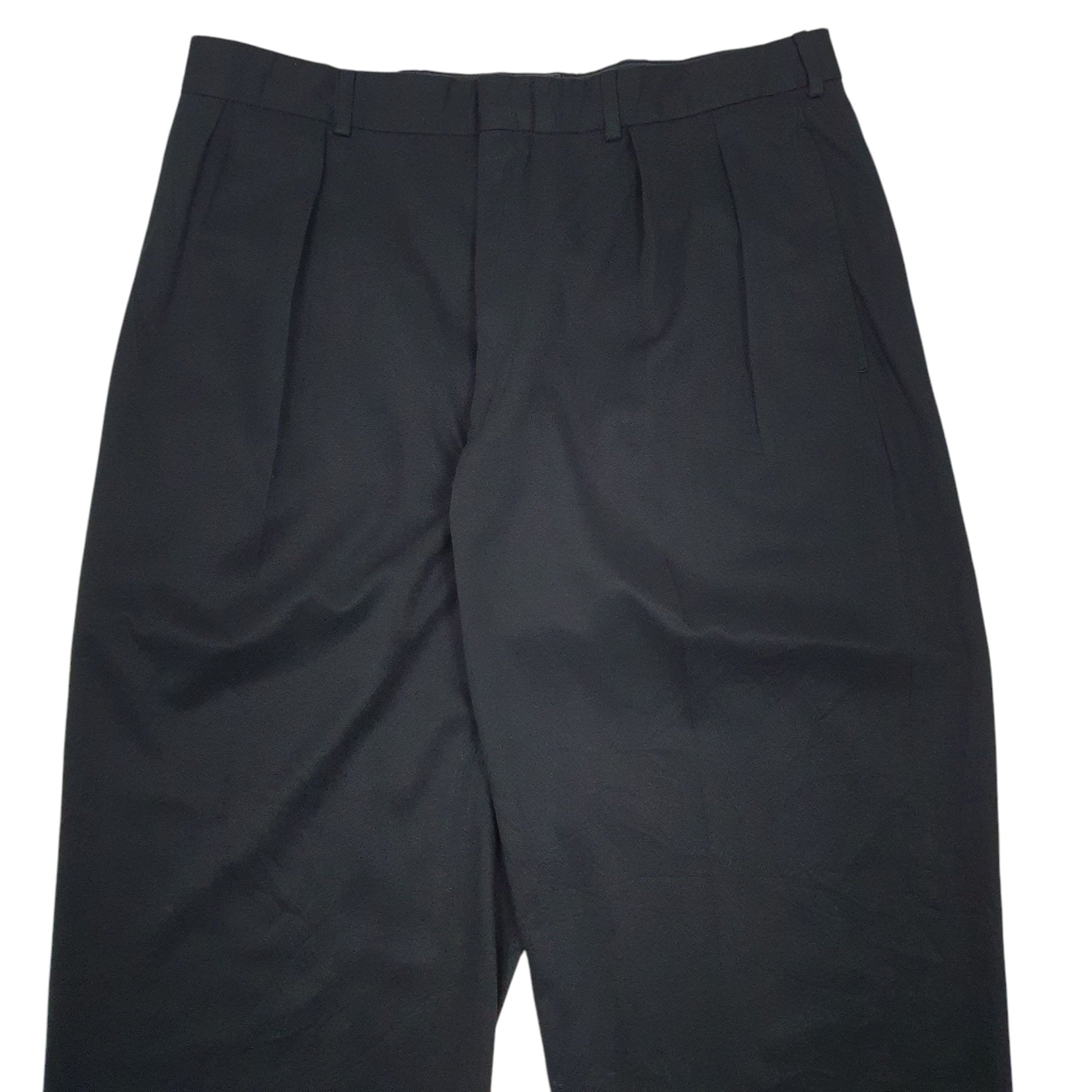 Mens Black Polo Ralph Lauren Vintage 90s 00s Double Pleated Chino Trousers