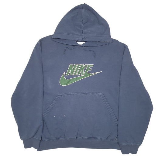 Mens Navy Nike Vintage 2000s Spellout Hoodie Jumper