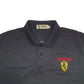Womens Black Ferrari Formula One Cars Racing Short Sleeve Polo Shirt