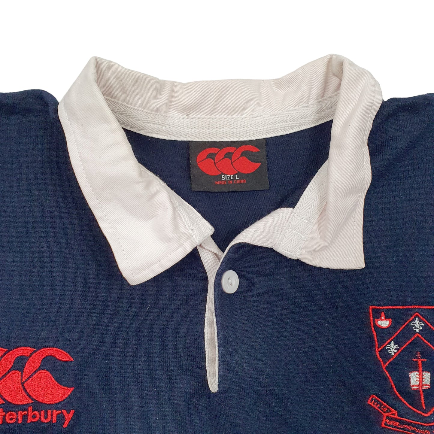 Mens Navy Canterbury Rugby University Of Melbourne Long Sleeve Polo Shirt