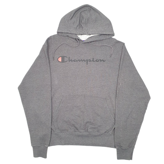 Mens Grey Champion Script Hoodie Jumper