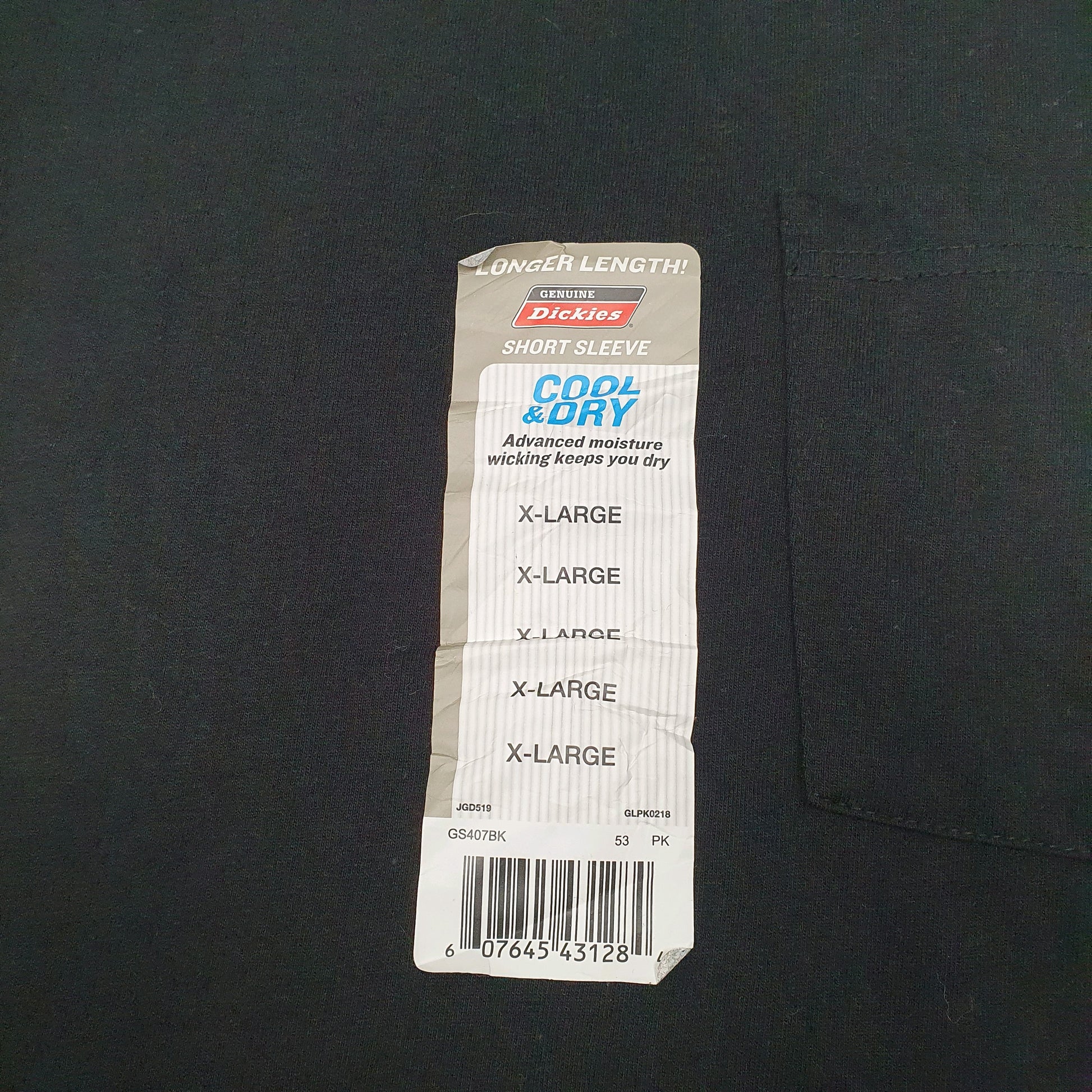 Mens Black Dickies Pocket Workwear Cool & Dry Short Sleeve T Shirt