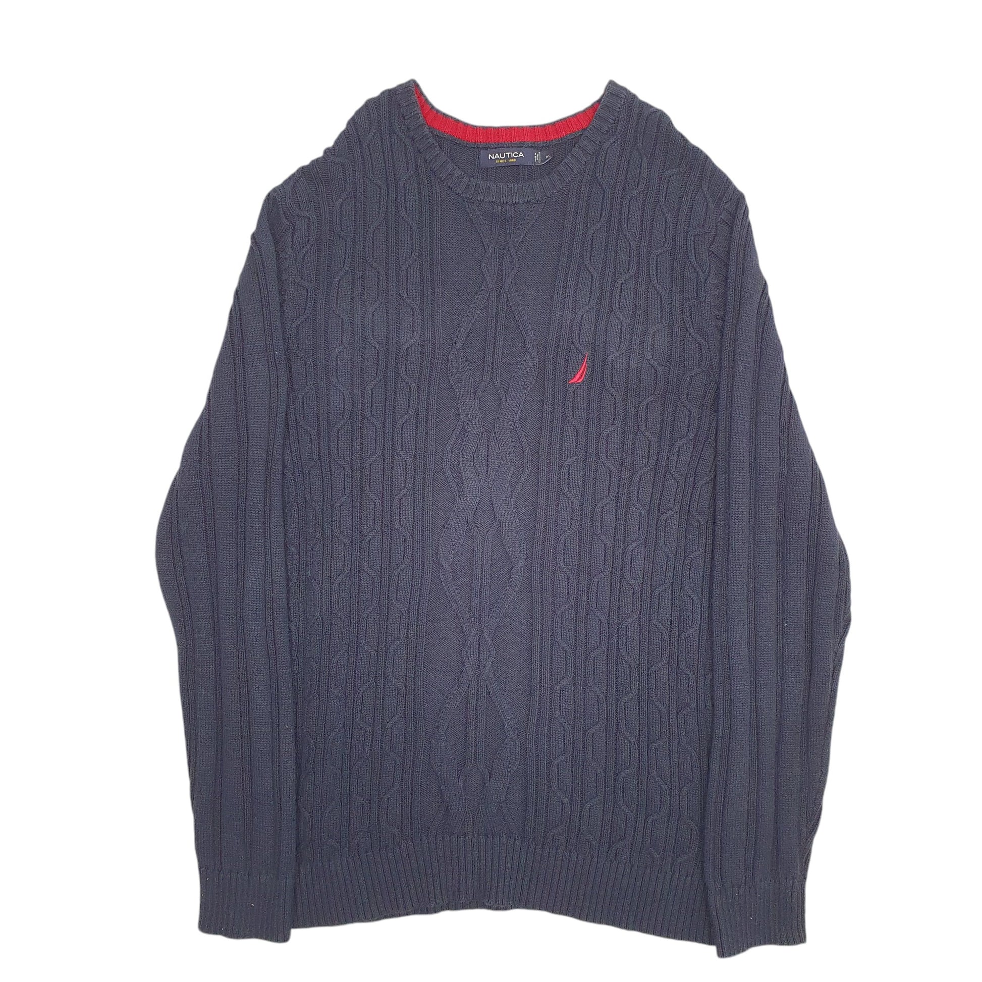 Mens Navy Nautica Knit Crewneck Jumper