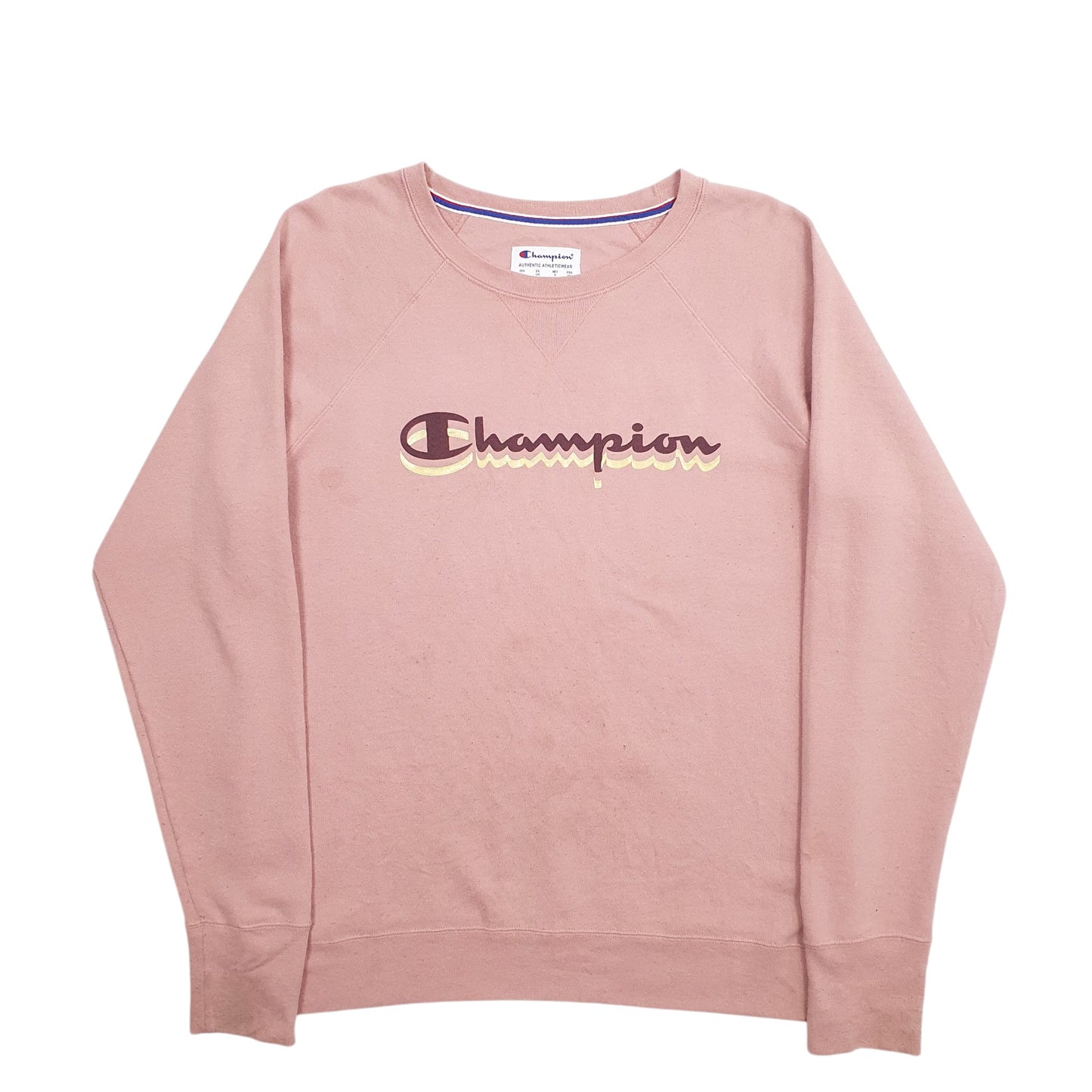 Womens Pink Champion Spellout Crewneck Jumper