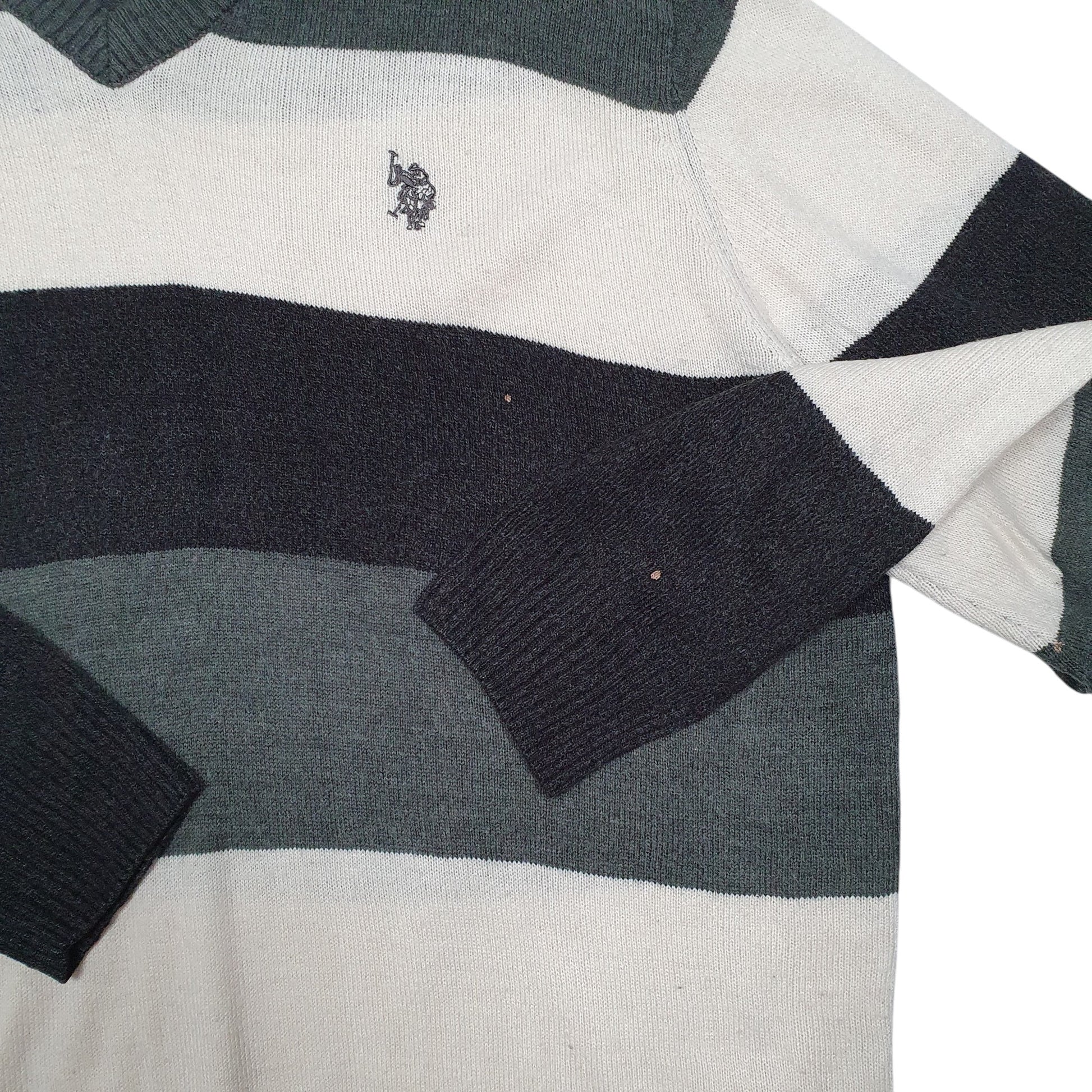 Mens Cream U.S. Polo Asssn V Neck Knit Crewneck Jumper