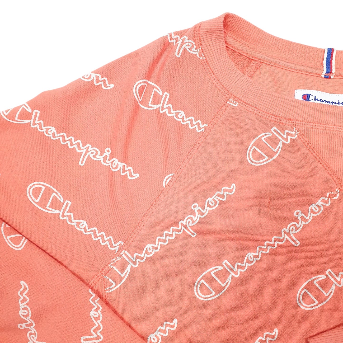 Womens Pink Champion Script Raglan Crewneck Jumper