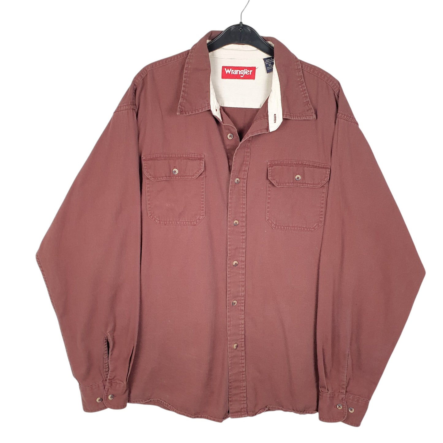 Mens Brown Wrangler Heavy Work Overshirt Long Sleeve Shirt