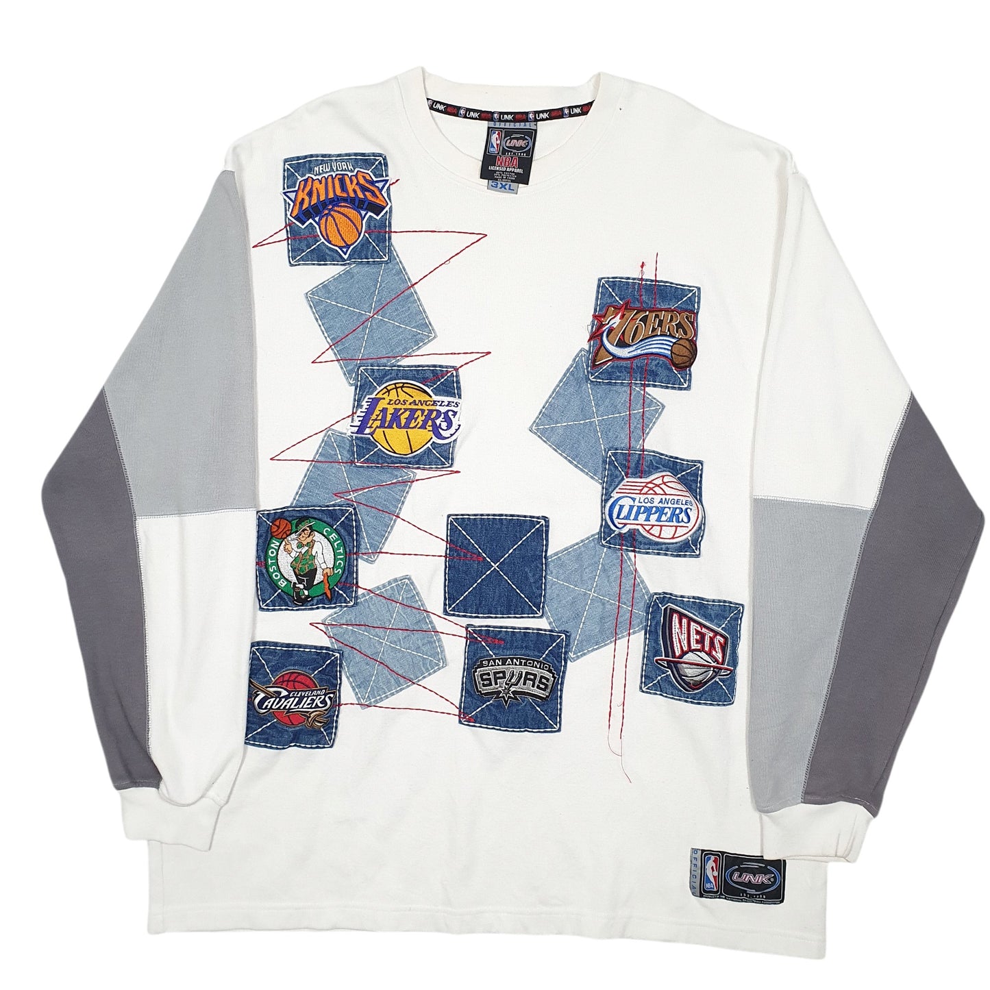 Mens White NBA UNK Knicks 76ers Lakers Basketball Teams Crewneck Jumper