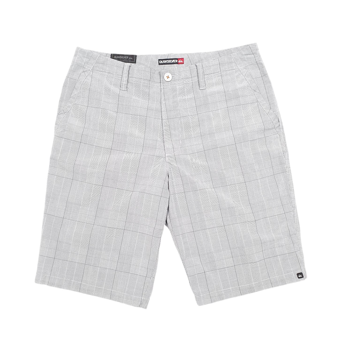 Mens Grey Quicksilver Houndstooth Check Surf Skate Chino Shorts