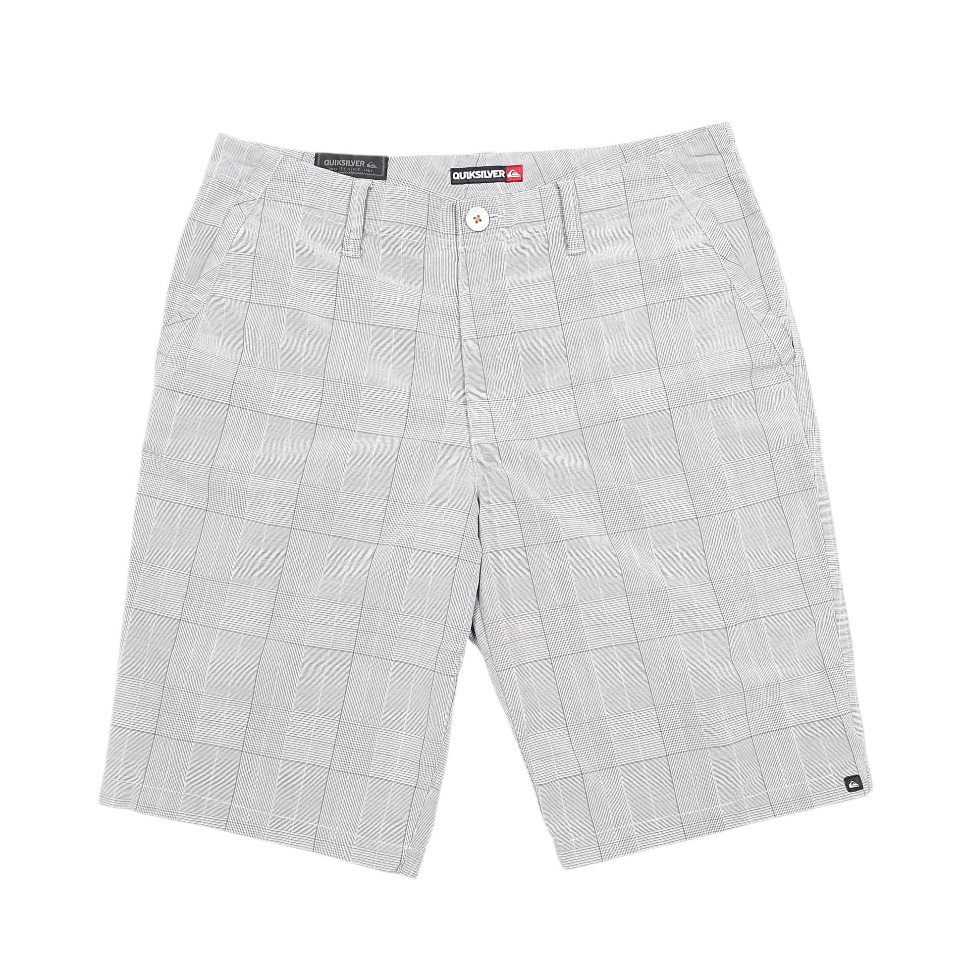 Mens Grey Quicksilver Houndstooth Check Surf Skate Chino Shorts