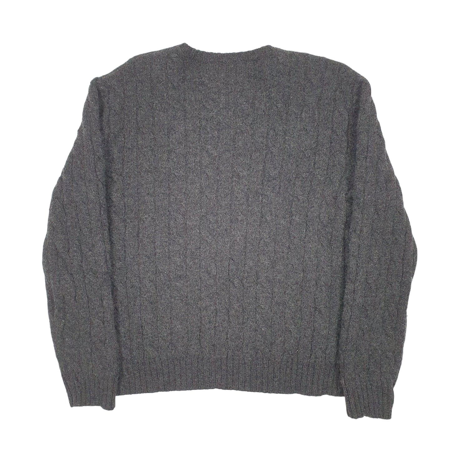 Womens Grey Lauren Ralph Lauren Knit Chunky Cable Lambswool Crewneck Jumper