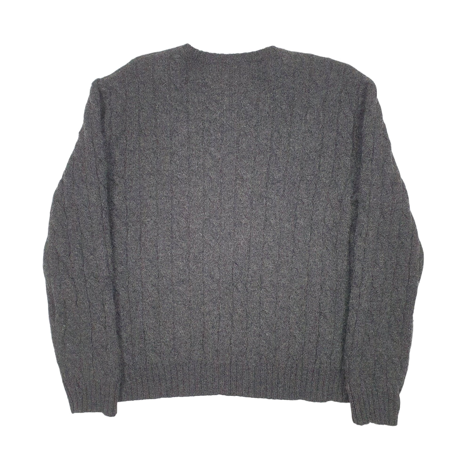 Womens Grey Lauren Ralph Lauren Knit Chunky Cable Lambswool Crewneck Jumper