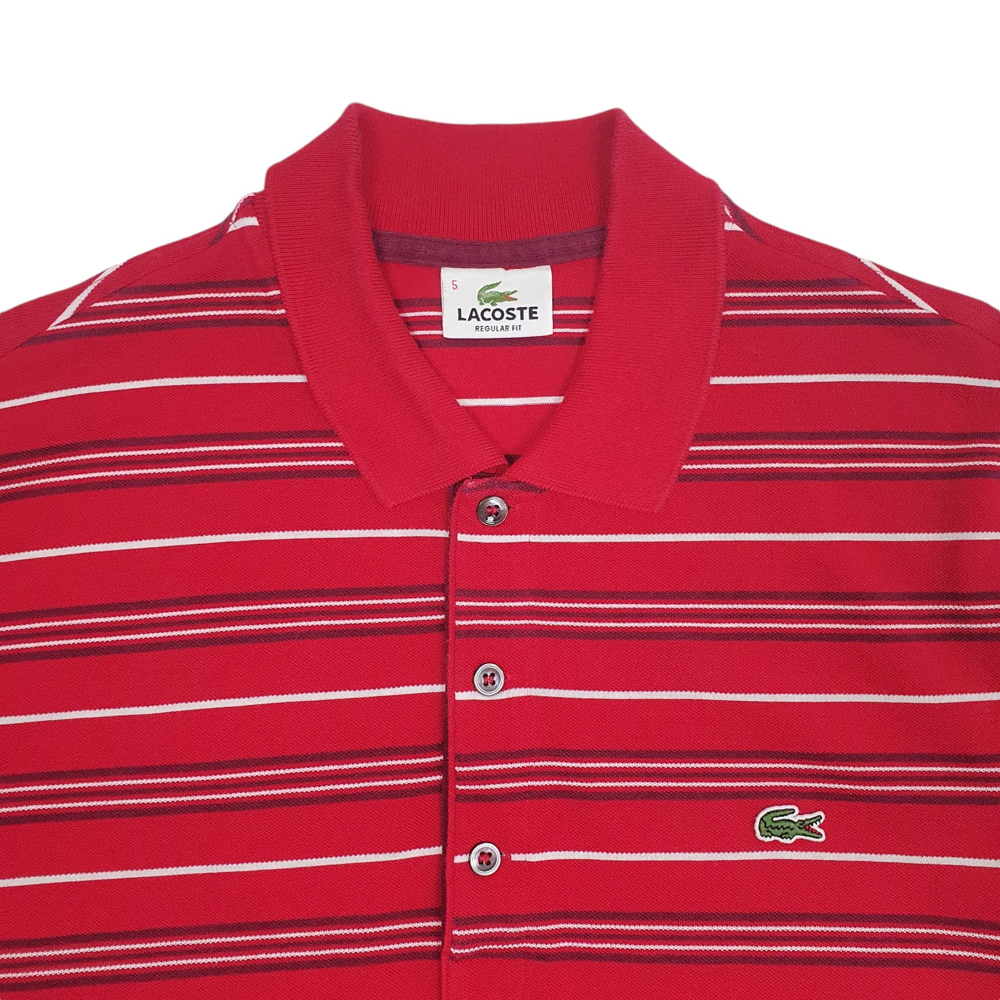 Mens Red Lacoste  Short Sleeve Polo Shirt